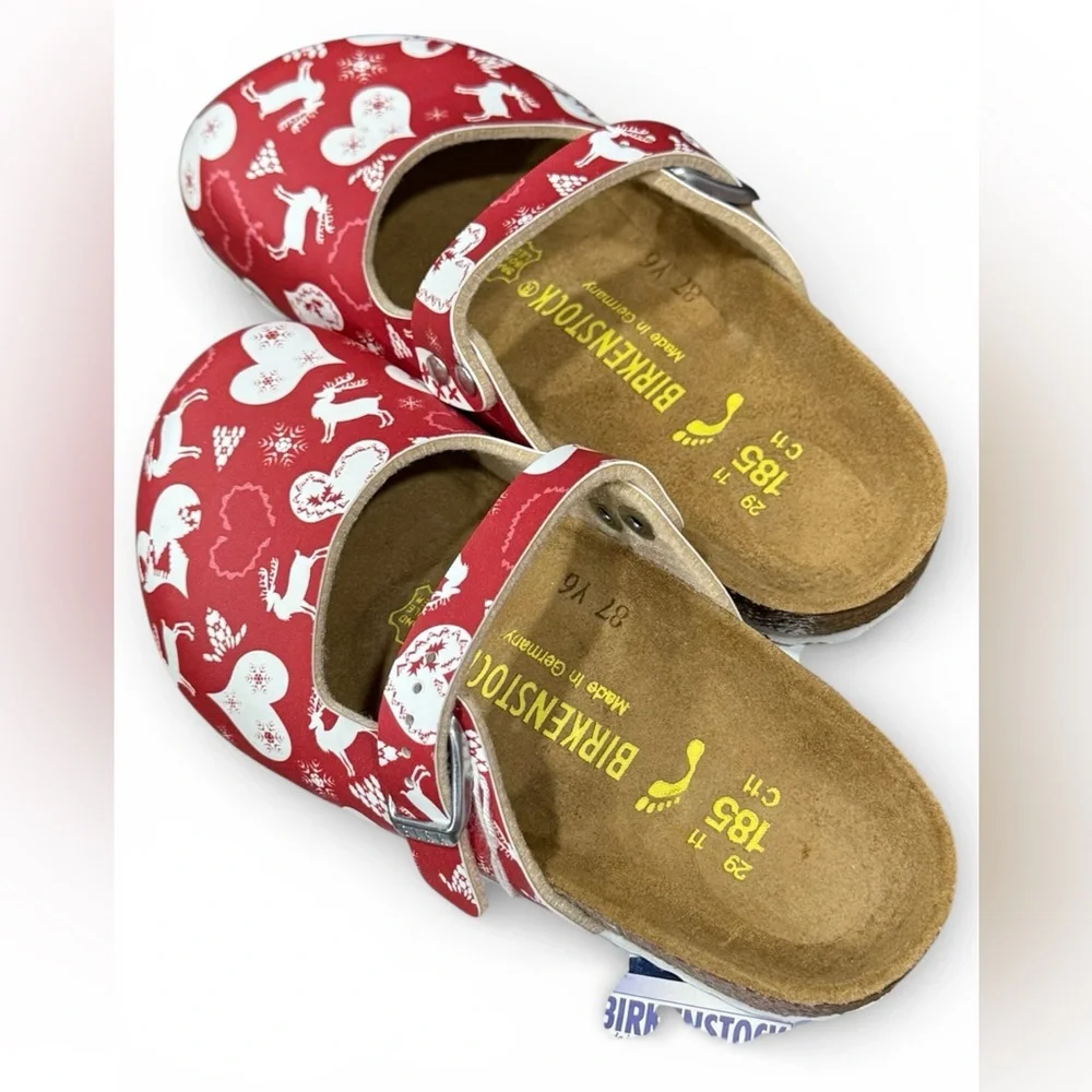 Birkenstock Maria Clogs Kids Reindeer Heart Red Sz C11 - Picture 2 of 4